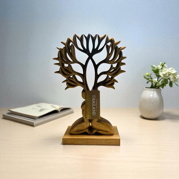 Handmade Thai Wooden Tree of Life Sculpture Amulet Home Decor NWT - Picture 1 of 5